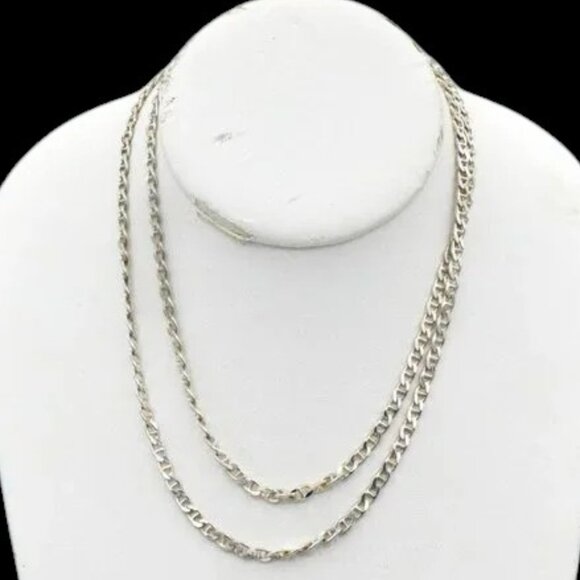 Italian Sterling Silver Mariner's Anchor Link 30" Chain Unisex - Picture 1 of 7